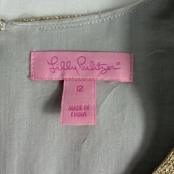 Lilly Pulitzer Mila Shift Dress 12 Seaside Grey Embroidered Cotton Resort - Picture 8 of 9